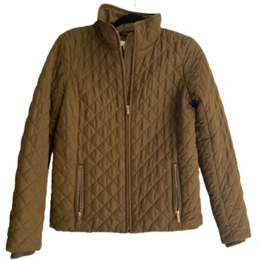J Crew Factory quilted puffer jacket in olive green